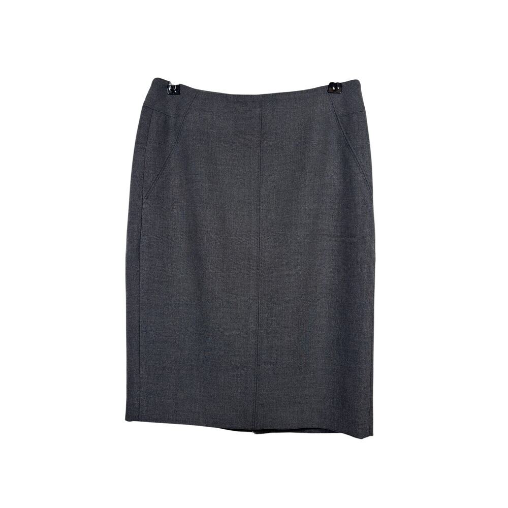 LOFT Pencil Skirt Womens 00 Gray Lined Back Vent Center Seam NWT